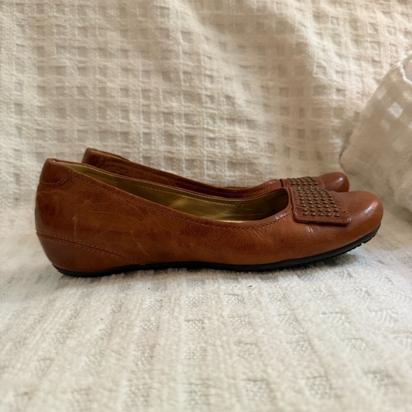 Ecco Brown Leather Slip On Ballet Flats - Picture 10 of 10